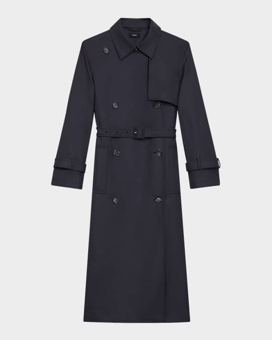 Double-Breasted Wool-Blend Trench Coat