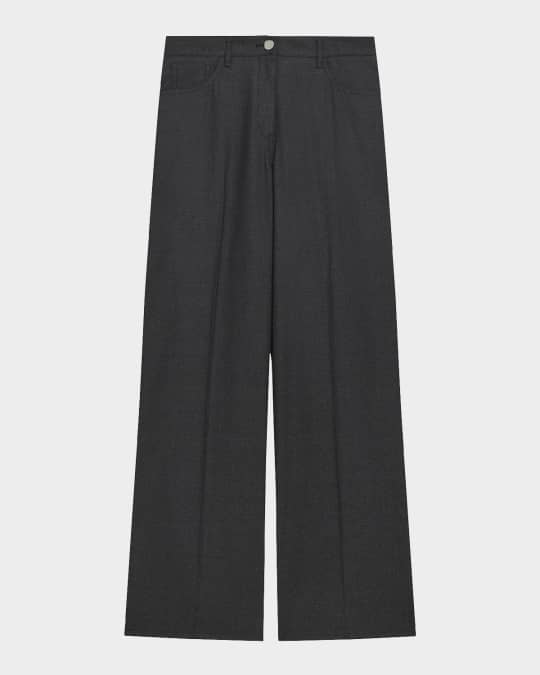 Flannel Relaxed Straight-Leg Pants