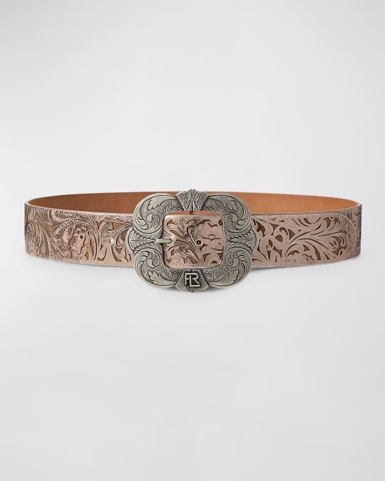 Lauren Ralph Lauren Square 1.25#double; Reversible Crosshatch Leather Belt
