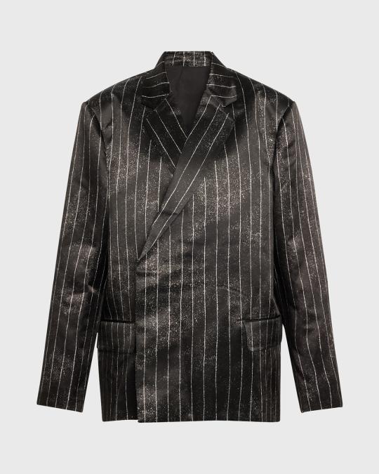 Jean Paul Gaultier Pinstripe Satin Oversized Tailored Jacket