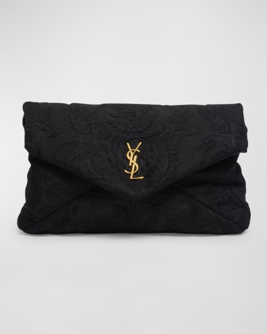 24PF new/Saint Laurent 大型YSLエンベロープポーチ Bag Black Saint Laurent Large YSL Envelope Pouch in Lace Brocade Wool