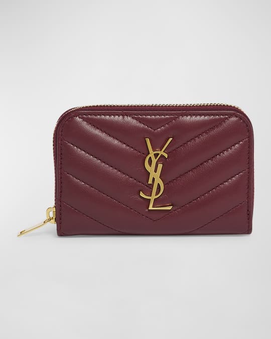 Saint Laurent YSL Zip Card Holder in Quilted Leather Neiman Marcus