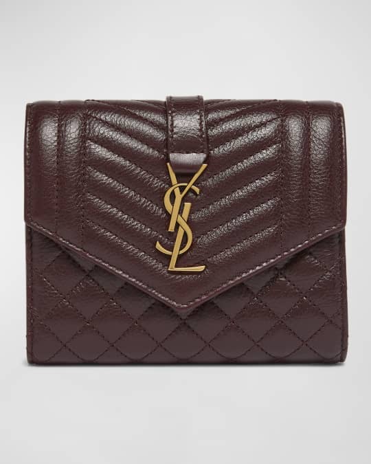 YSL Trifold Compact Wallet in Quilted Leather 