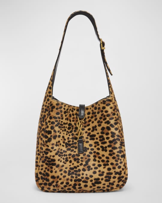 Le 5 A 7 Small YSL Hobo Bag in Leopard Print Calf Hair