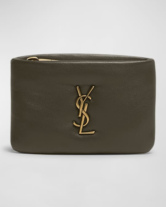 Yves Saint Laurent Yマネークリップ Saint Laurent YSL Zip Card Holder in Plonge Leather | Neiman Marcus