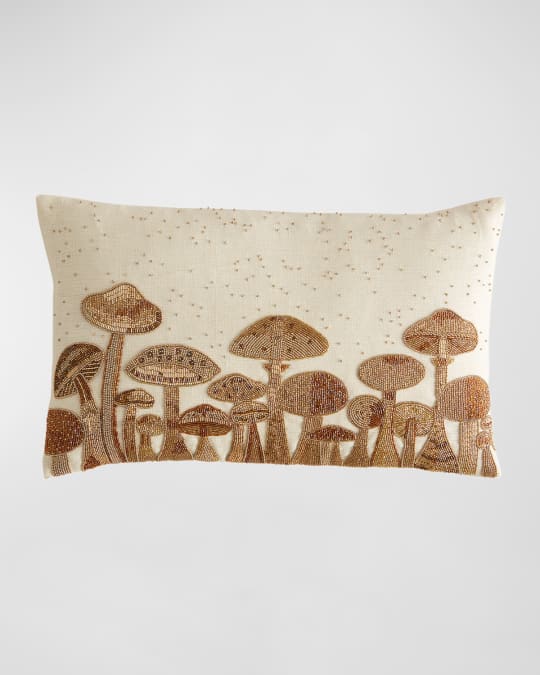 Jonathan Adler Botanist Mushrooms Beaded Pillow, 12