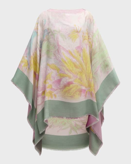 Kenya Cashmere-Blend Printed Poncho