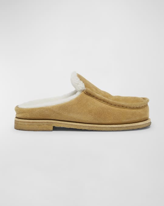 Suede Shearling Loafer Mules