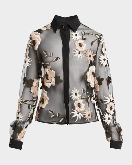 Embroidered Dress Shirts Ladies Custom Embroidery on Ladies Long Sleeve  Carefree Poplin Button-Up Shir