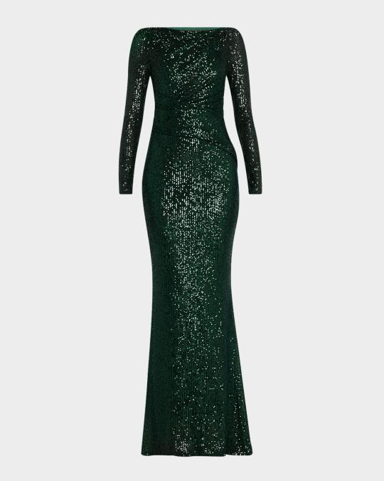 talbot runhof sequin dress Talbot Runhof Tolga Matrix Micro Sequin Long-Sleeve Gown