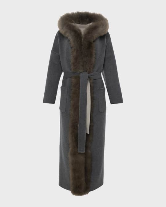 Reversible  Cashmere Wrap Parka Jacket with Select Cashmere Goat Trim