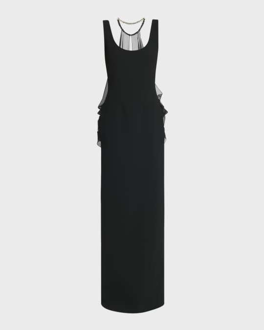 Givenchy Necklace Draped-Back Long Sleeveless Dress | Neiman