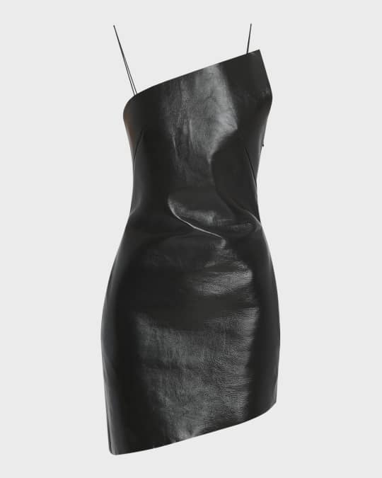 Asymmetric Mini Leather Dress