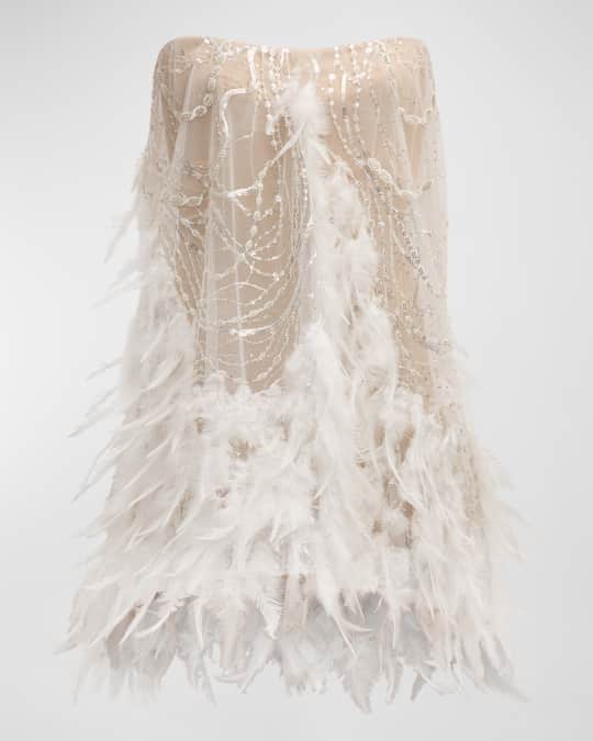 HELSI Stevie Strapless Feather-Trim Mini Dress | Neiman Marcus