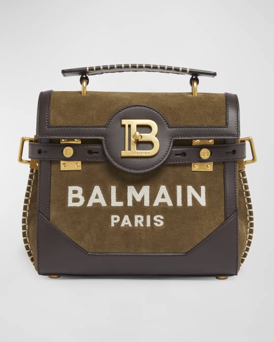 Balmain BBuzz 23 Top-Handle Bag in Suede and Calfskin
