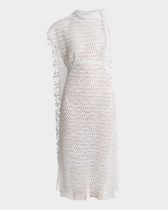 Proenza Schouler Maude Geometric Lace Cape Midi Dress | Neiman Marcus