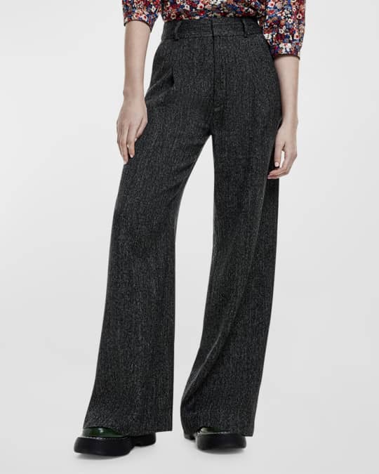 Pleated Wool-Blend Trousers