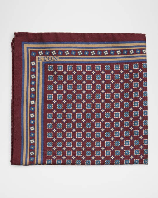 Men's Silk Twill Medallion Pocket Square