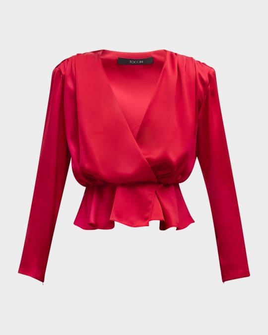 Adeline Long-Sleeve Surplice Top