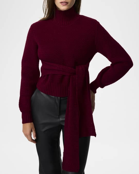 Aspen Wool and Cashmere Tie-Front Turtleneck Sweater