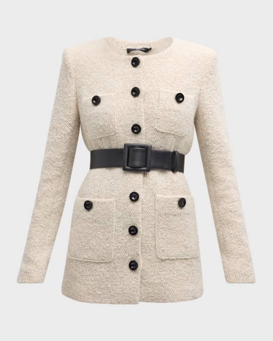 Lea Belted Boyfriend Tweed Jacket