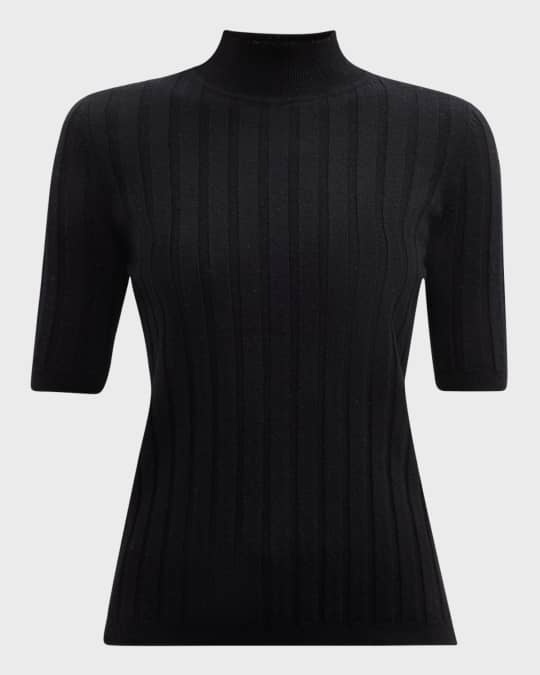 Cashmere Ribbed Mock Neck Sweater