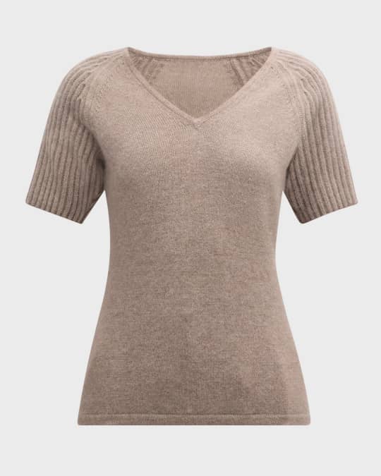 Cashmere Chain Sleeve V Neck Sweater
