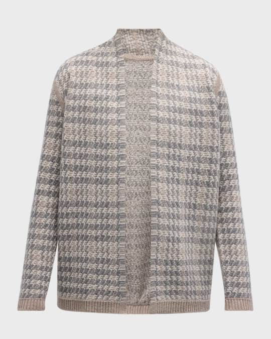 Cashmere Lurex Intarsia Open Cardigan