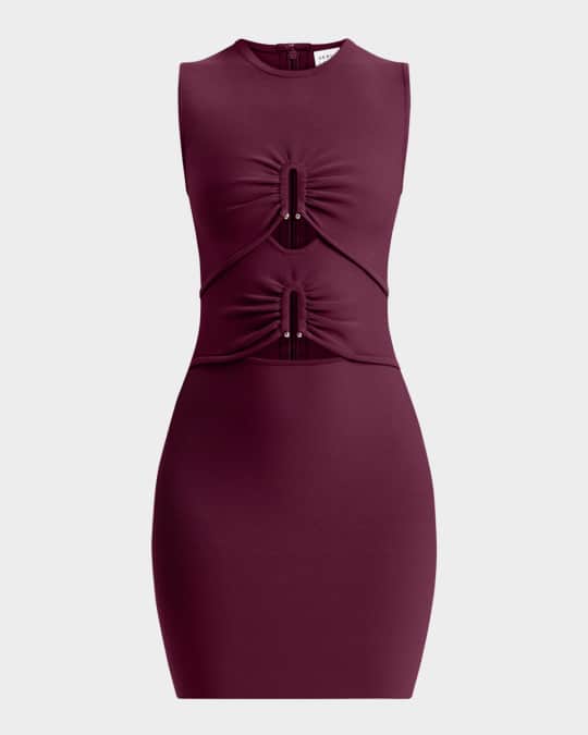 Herve Leger June Tiered U-Ring Sleeveless Mini Dress | Neiman Marcus
