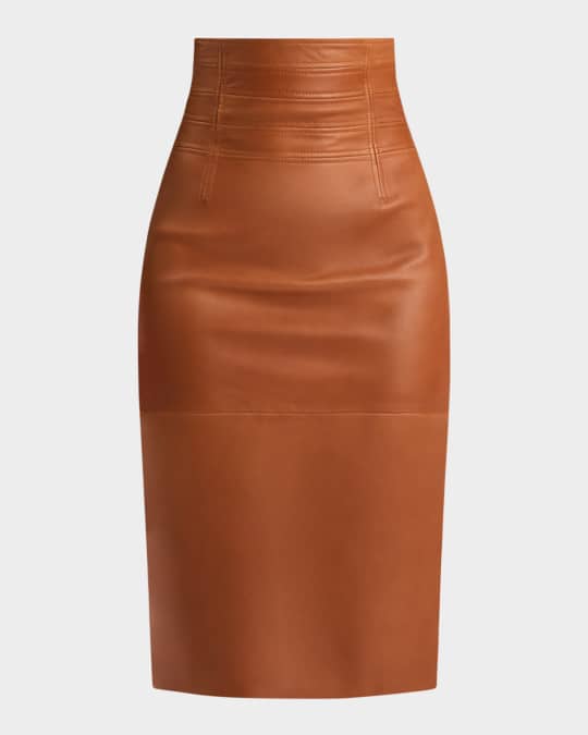 Piper Leather Midi Skirt