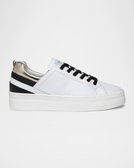 Stripe Mixed Leather Skater Sneakers