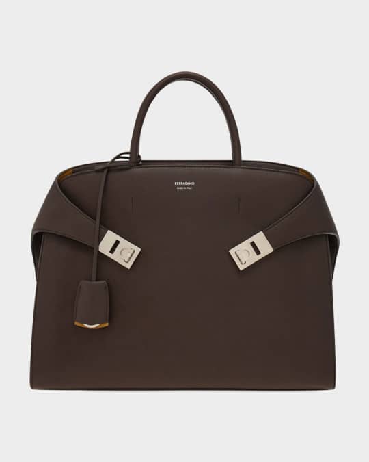 Ferragamo Men's Hug Leather Briefcase | Neiman Marcus