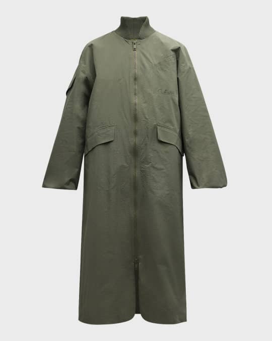 Seersucker Oversized Shell Coat