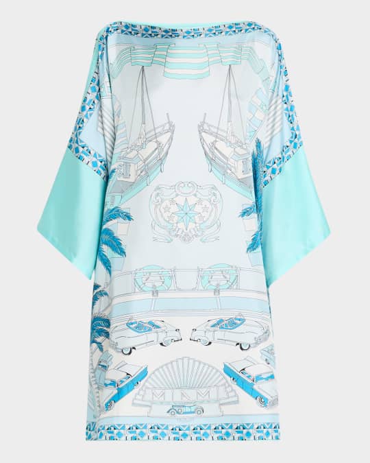 Hand-Printed Silk Kaftan