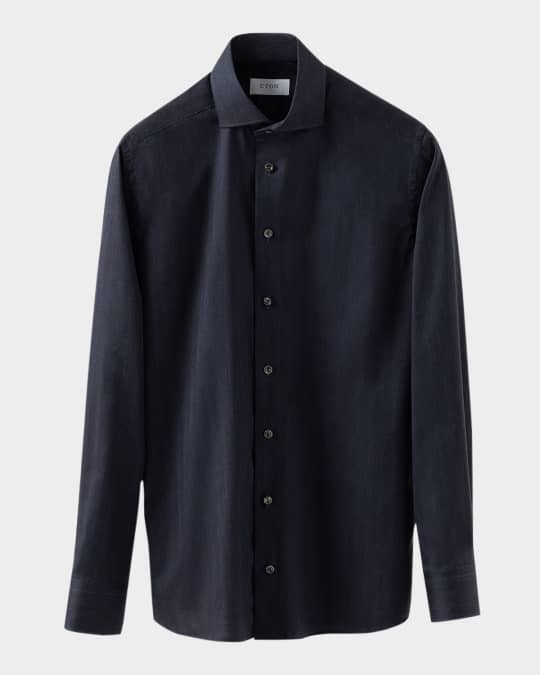 Men's Signature Herringbone Flannel Contemporary-Fit Dress Shirt