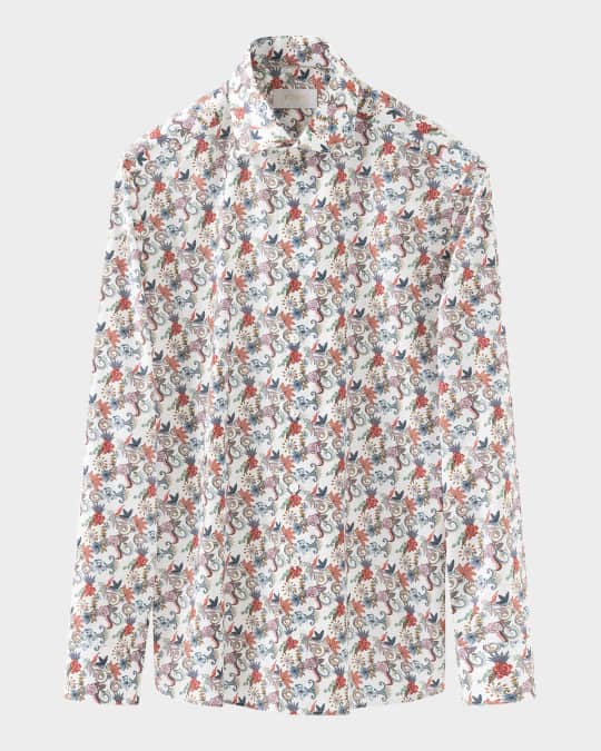 Men's Elevated Floral Twill Contemporary-Fit Dress Shirt