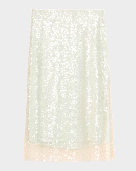 Sequined Overlay Midi Skirt