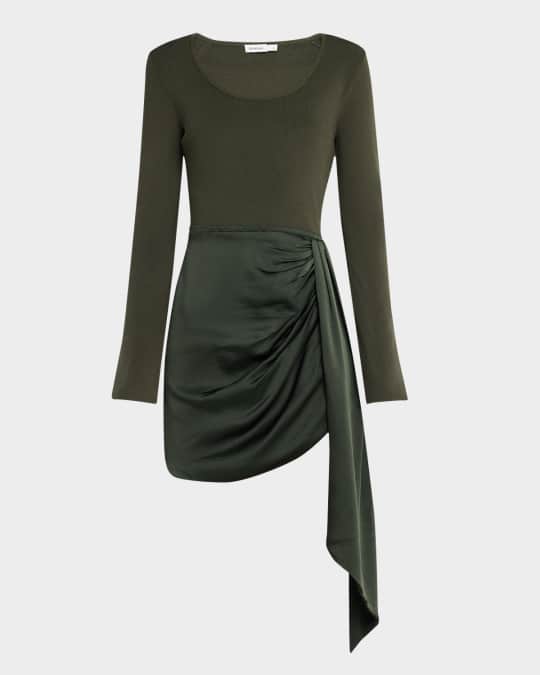 Springer Long-Sleeve Combo Wrap Dress
