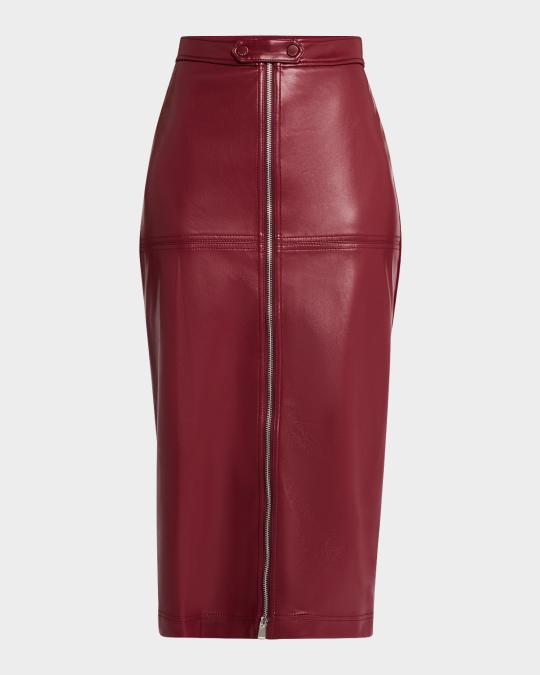 SIMKHAI Biana Zip Column Midi Skirt | Neiman Marcus