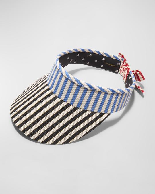 Lele Sadoughi‎ Striped Cotton Bow Tie Visor Stripe Bow Tie Visor Lele Sadoughi купить по выгодной цене  main image 4
