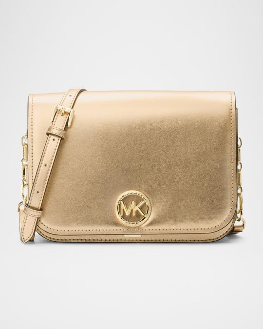 MICHAEL Michael Kors Delancey Flap Leather Shoulder Bag | Neiman Marcus