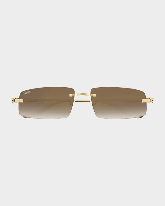 Cartier Panthère Rimless Rectangular Sunglasses in Gold  display picture 3