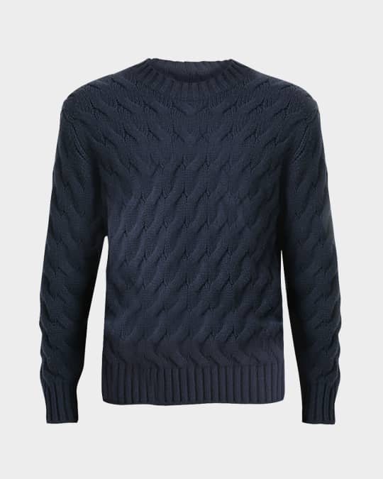 Men's Cable Wave Wool Sweater