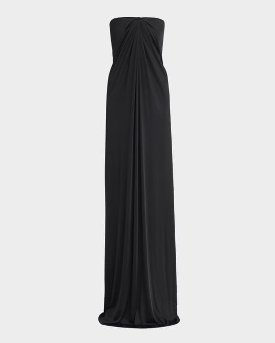Ferragamo Long Draped Strapless Jersey Dress | Neiman Marcus