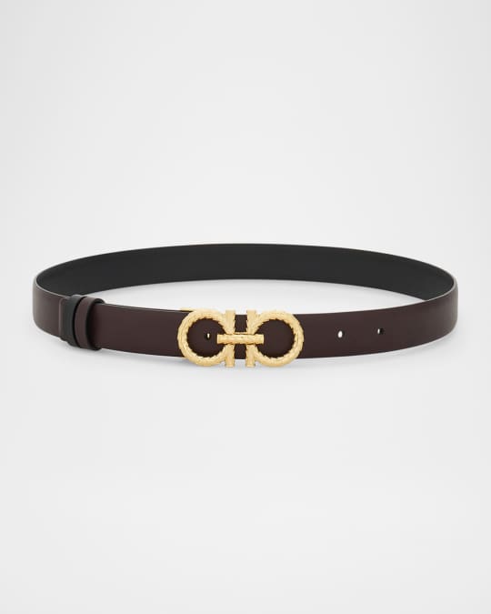 Reversible Gancini Leather Belt
