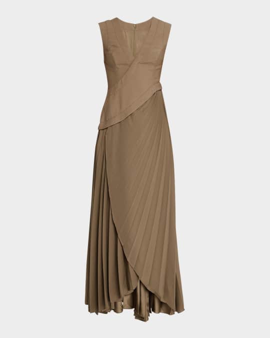 princess polly baby blue dress Acler Fairfield V-Neck Pleated Maxi Dress
