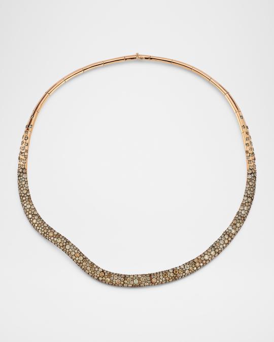 Walters Faith Julian 18K Rose Gold and Champagne Diamond Wave Necklace ...