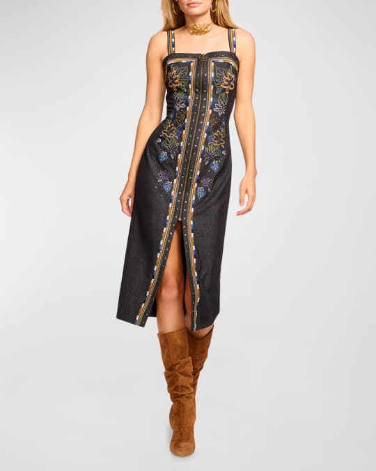 Ramy Brook Bailey Embroidered Midi Dress | Neiman Marcus
