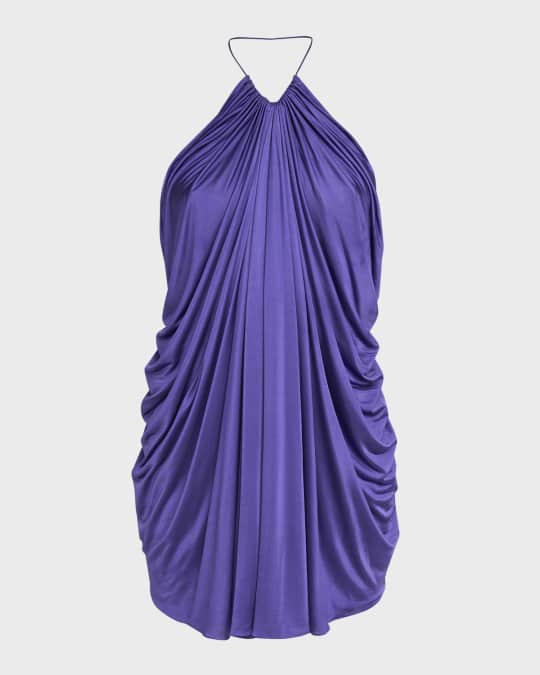 Draped Jersey Halter Mini Dress