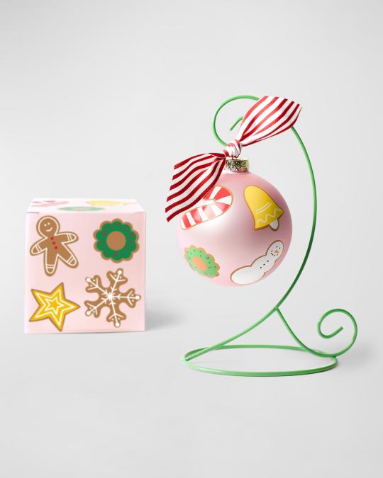 Coton Colors Frosted Christmas Cookies 100mm Glass Ornament With Stand 